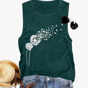 Chic Nation Teal Tank Top with Dandelion Design
